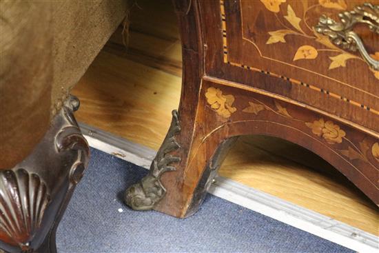 A 19th century Dutch walnut and marquetry bombe cylinder bureau, W.3ft 8in. D.2ft H.3ft 8in.